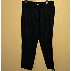 Jolt Womens Wide Leg Rayon Pants Large Black 30W Drawstring Pocket T1720LPES